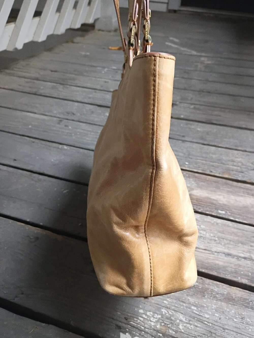 Tory Burch Bombe Tan Leather Tote Bag